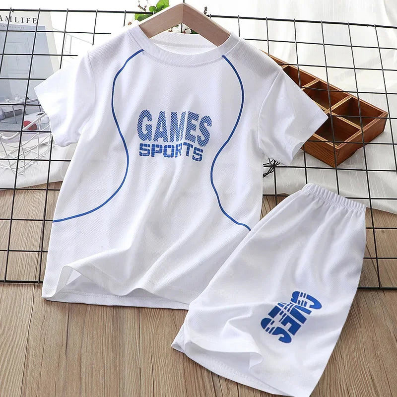 Children's Clothing Sets Letter Printed Short-sleeved Tops + Shorts 2Pcs Sets Kids Boys Clothes Baby Boy Outfit Set Basketball