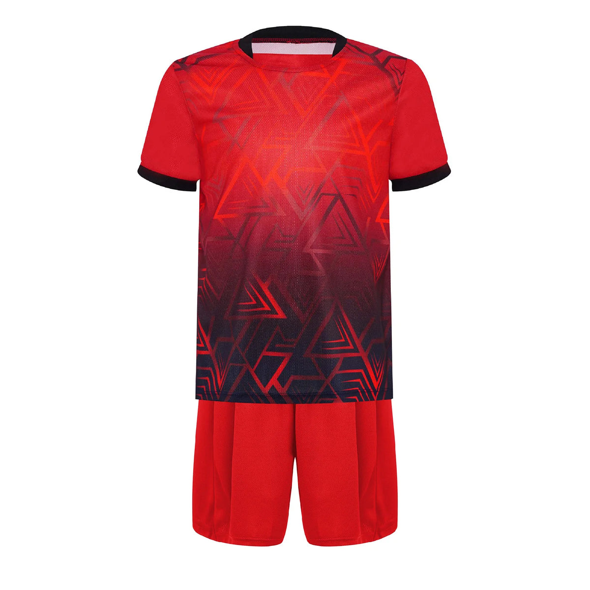 Kids Boys Sports Set Football Jersey Costume Children Tracksuit Round Neck Short Sleeve Geometric Print T-shirt with Shorts