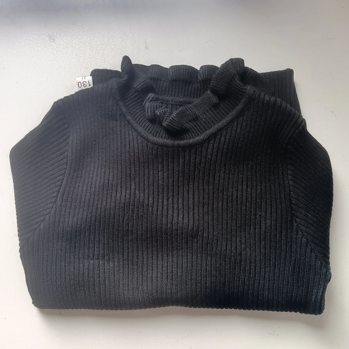 Kids Girls Ruffle Sweaters New Children Thin Knitted Tops Autumn Winter Cotton Pullovers Pink Turtleneck Tops Korean Style Warm
