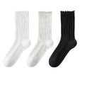 3 Pairs Women Socks Spring Summer Solid Color Thin Mesh Breathable Cute Lace Fashion Korean Style Long Socks for Women