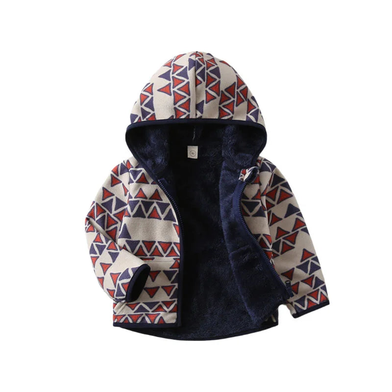 Boys Girls Autumn Winter Hooded Jacket Toddler Long Sleeve Zipper Outwear with Print Costume Baby Clothing New Arrivals