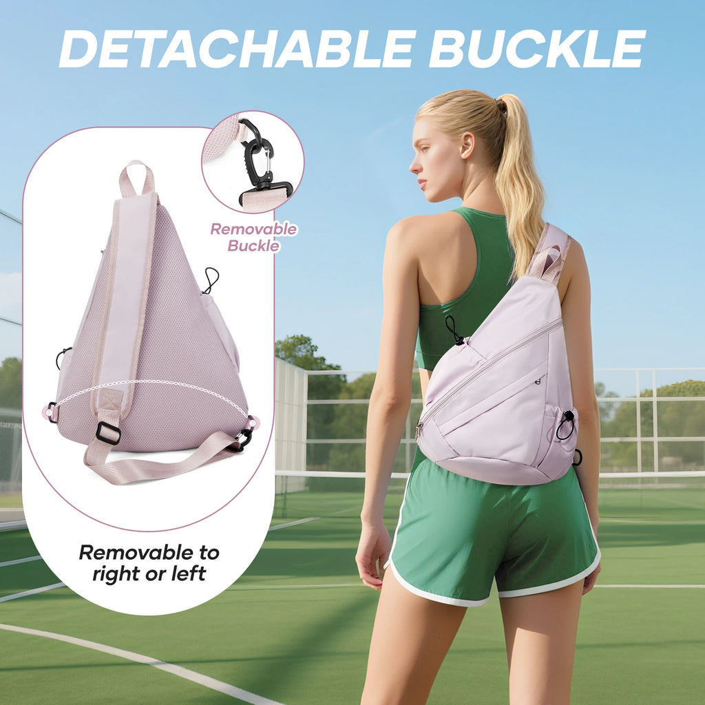 Sports Pickleball Sling Bag Backpack for Gear and Equipment, Waterproof Sport Backpack Holds Paddles, Two Balls, Squash ﻿