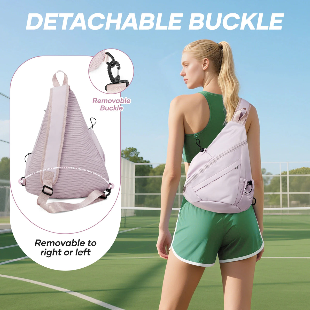 Sports Pickleball Sling Bag Backpack for Gear and Equipment, Waterproof Sport Backpack Holds Paddles, Two Balls, Squash ﻿