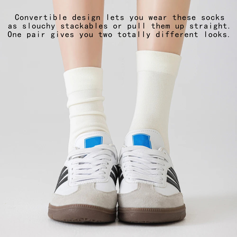 Cotton Seamless Stackable Socks for Women - Wear as Slouch or Straight, Non-Binding Cuff, Ideal Gift for Elderly & Moms-to-Be