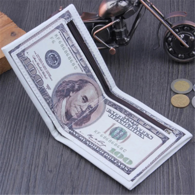 Men Money Canvas Wallets Credit ID Card Holder Bags Purses Currency Notes Pattern Insert Picture Cash Coin Dollars Euro Wallet