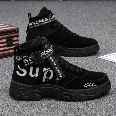 Fashion Men's Boots High-top Tooling Men's Ankle Boots designer Motorcycle Boots comfortable Leather Shoes Male Big Size 39-44