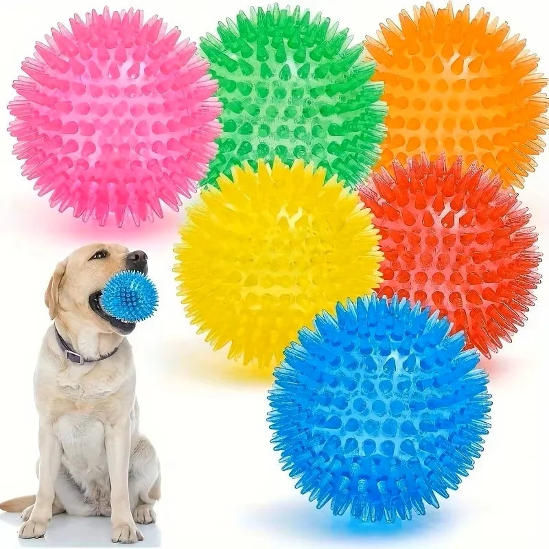 Pet Dog Toys Cat Puppy Sounding Toy Polka Squeaky Tooth Cleaning Ball TPR Training Pet Teeth Chewing Toy Balls Accessories
