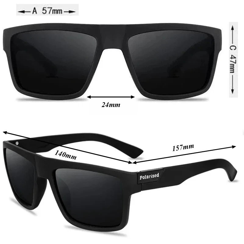 Polarized Sunglasses For Men Matte Black Square Frame UV400 Anti‑Glare Lens Outdoor Driving Beach Cycling Sun Protection Eyewear
