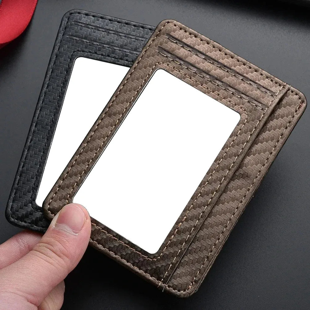 Men's Carbon Fiber Slim Thin Minimalist Wallets Men Anti Rfid Blocking Protected Magic ID Credit Card Holder PU Leather Wallets