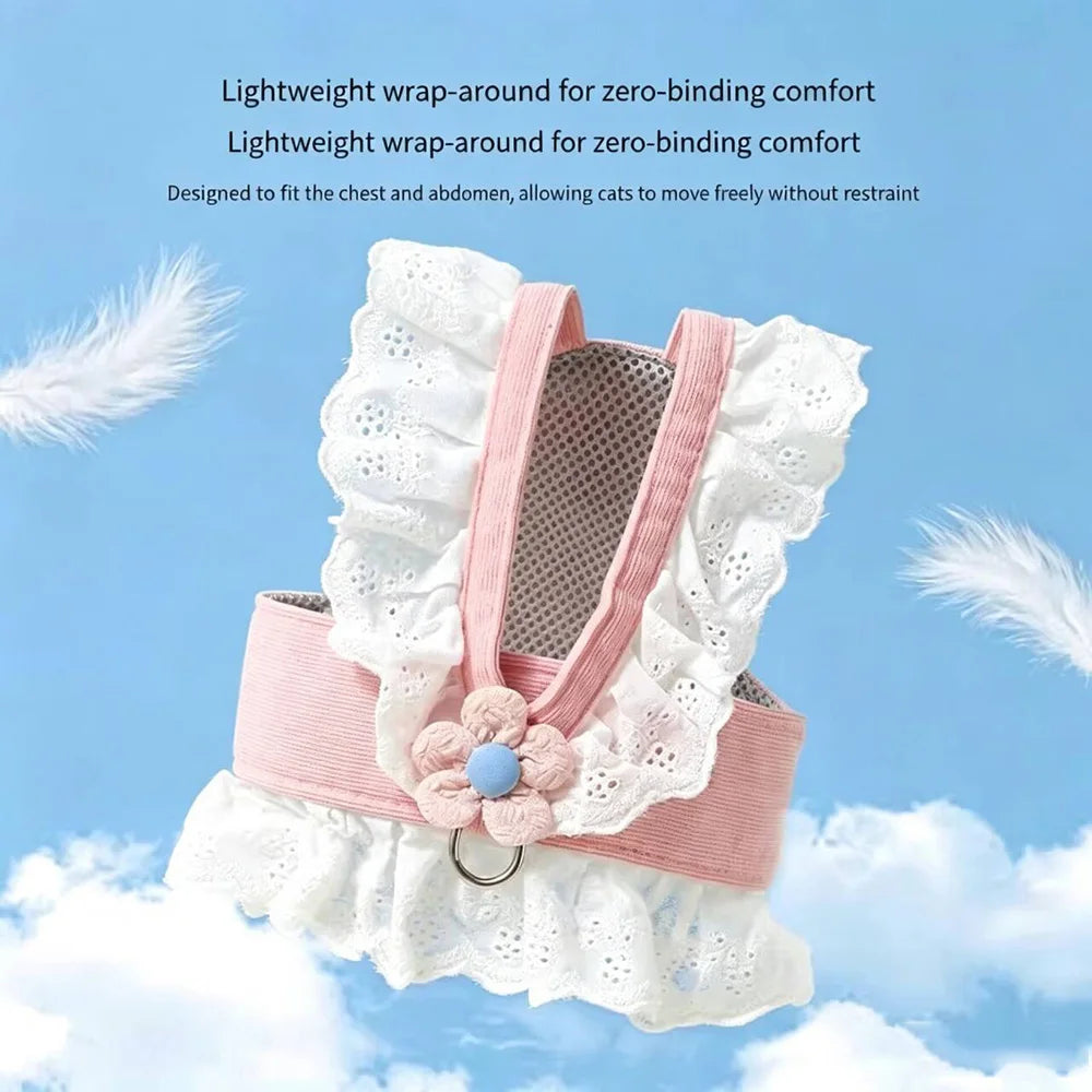 Cat Harness and Leash Sets Adjustable Dog Harness for Small Dog Leash Breashable Pet Harness Out Walking Dog Strap