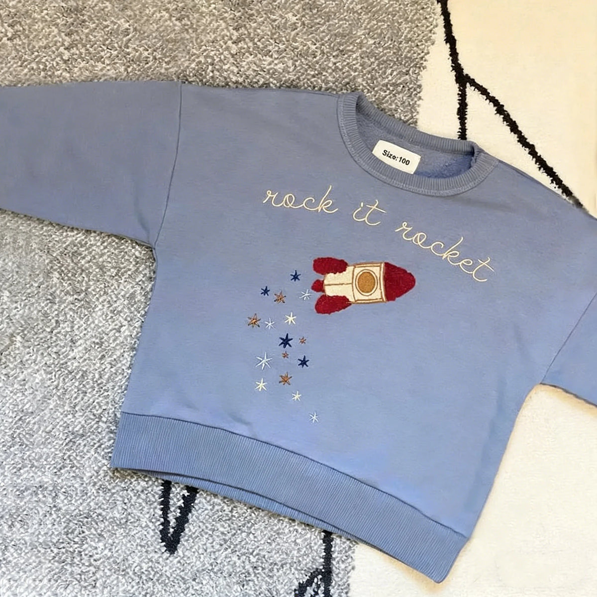 Boys and Girls' Sweatshirts Cute Embroidered Long Sleeve Pullover Top Kids Baby Clothes