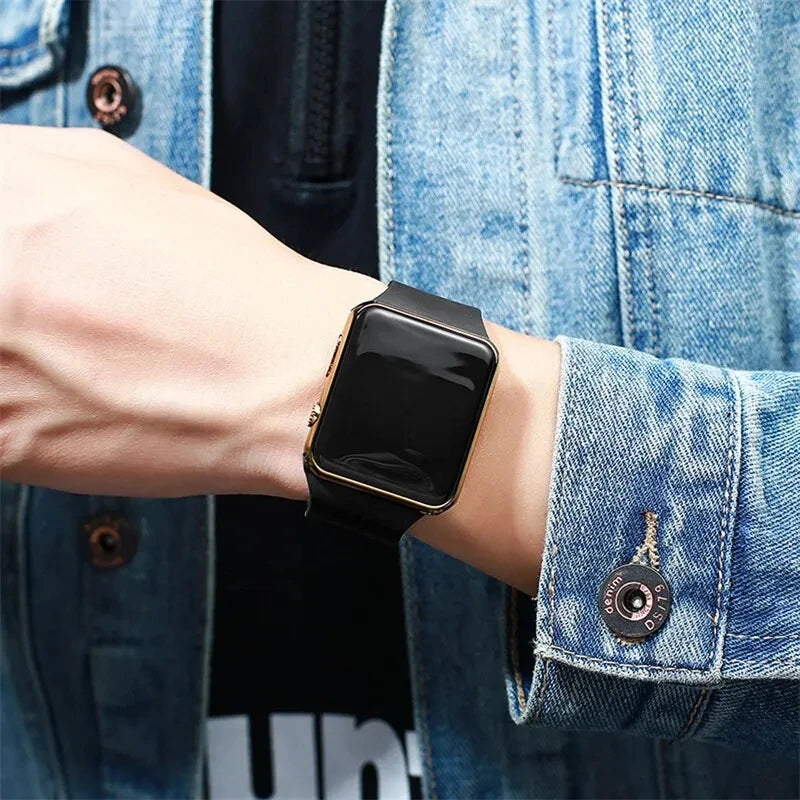 New Fashion Women Men Square LED Digital Watch Students Sports Electronic Watch Couple Watches 2024