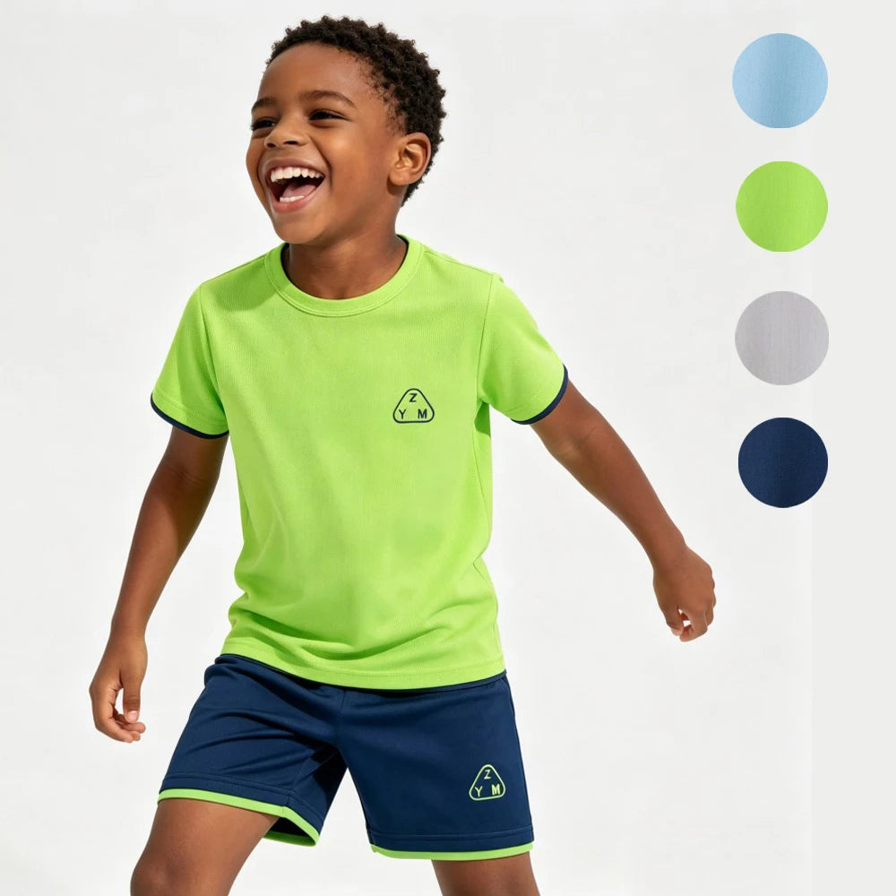 1-10Y Boys Girls Sports Basketball Clothes Jersey Suit Summer Children Football T Shirts Shorts 2pcs Sets Breathable Sportswear