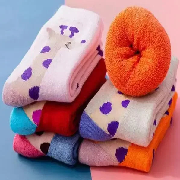 5 Pairs/Lot Kids Scoks Autumn Winter Kids Warm Thicken Cotton Socks Unisex Boys Girls Cute Cartoon Animal Socks