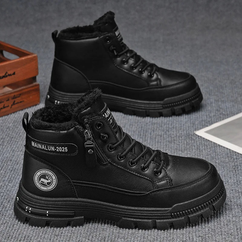 Men's High-Top Boots Winter British-style Comfortable Warm Boots Sneakers Fashion Work Shoes for Men New Anti Slip Sports Shoes