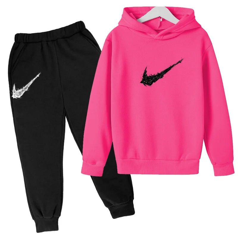 Kids Autumn Winter Hoodie Boy Girl 3-13Yrs Letter Print Clothing Casual Top+Trousers 2P Child Gift Brand Sports Coat Jogging Set