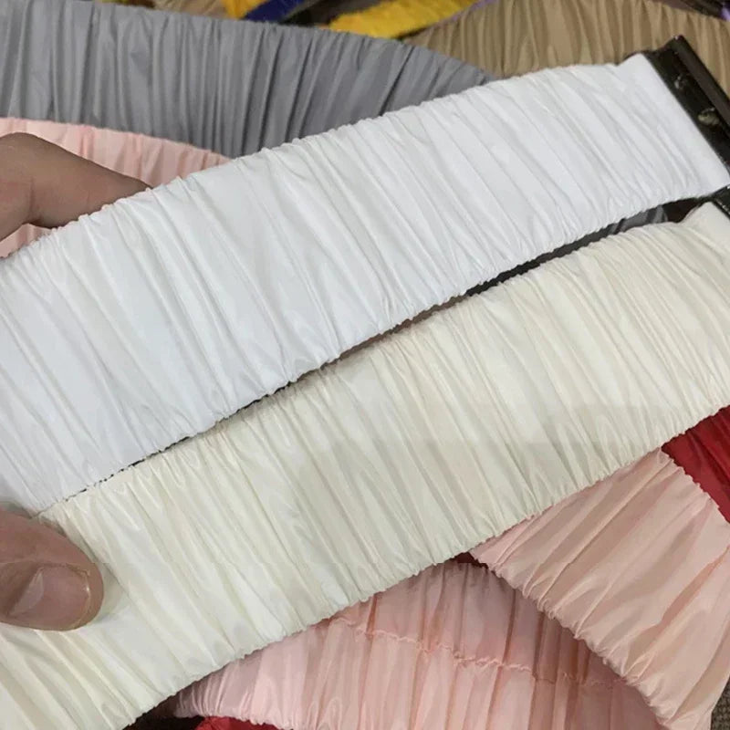 Colorful Women Elastic Band Wide Belts Simple Down Coat Waist Belt Female Buckle Black Strap Dress Decoration Accessories