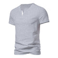 Men's T-shirts Summer Henley V-neck Short Sleeve Casual Solid Color Slim Fit T-shirt Breathable Basic Loose Fitness Sports Top