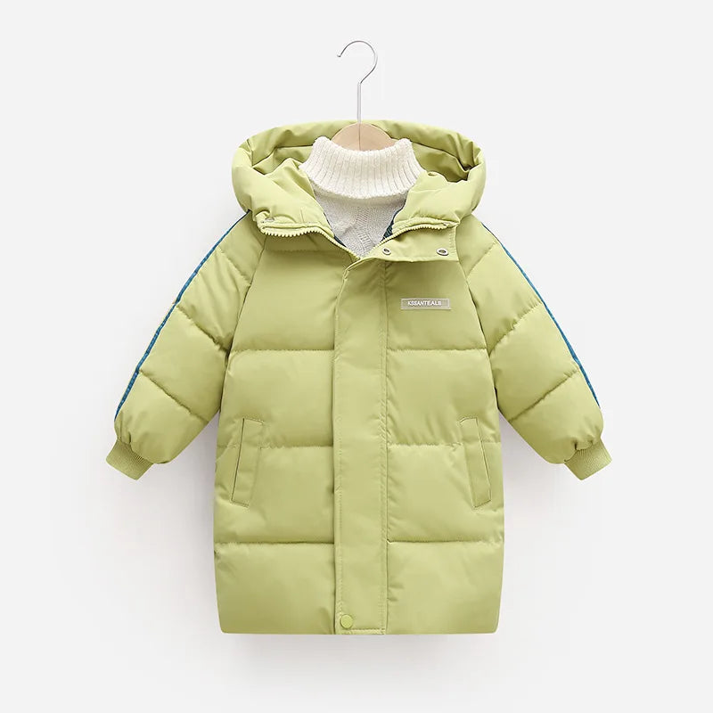3-10 Years Winter Keep Warm Boys Jacket Thick Solid Color Detachable Hat Hooded Coat For Kids Children Outerwear