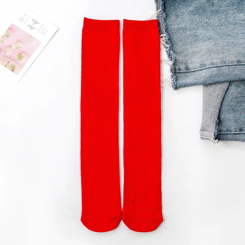 Knee High Socks Kids Boys Girls Long Tube Socks for School Uniform Children White Socks Long Student