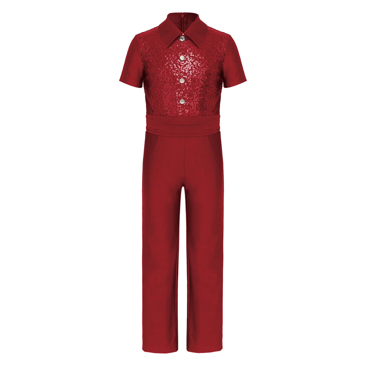 Kids Boys Ballroom Jersey Ballet Latin Jazz Dance Jumpsuit Sequins Long Pants Bodysuit 60s 70s Disco Stage Performance Clothes