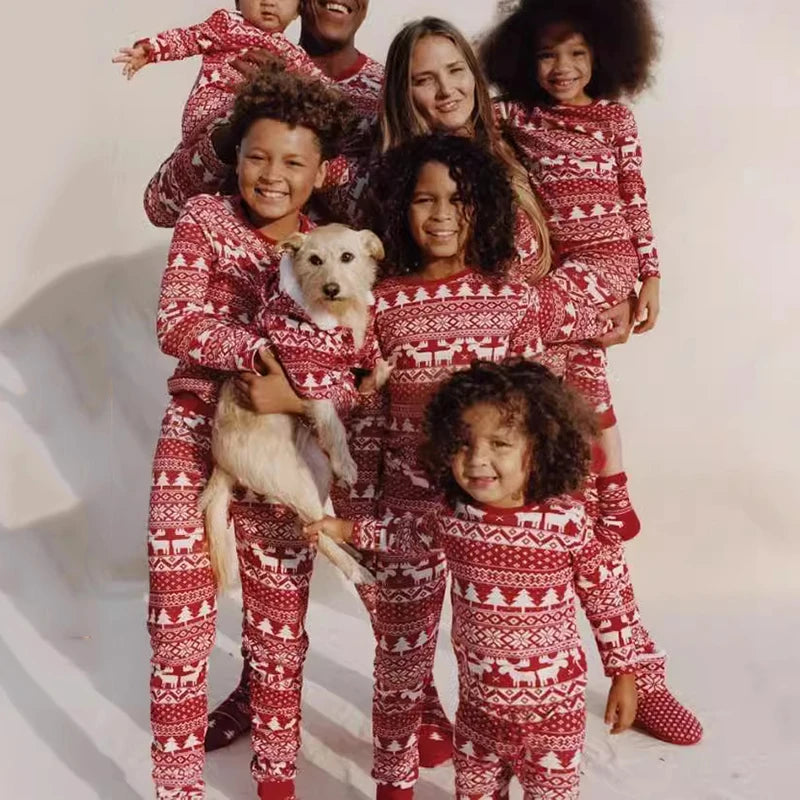 Christmas Family Pajamas Mother Father Kids Matching Clothes Cute Loose Elk Print Clothing Set Baby Boys Girls Costume Xmas Look