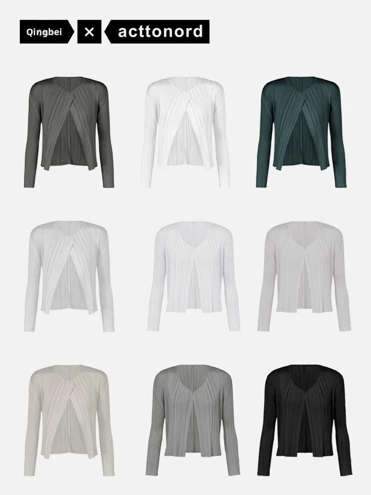 Qingbei Women's Slim Fit Short Outerwear Folded Sun Protection Light Design Fashionable Air Conditioning Cardigan Polyester L...