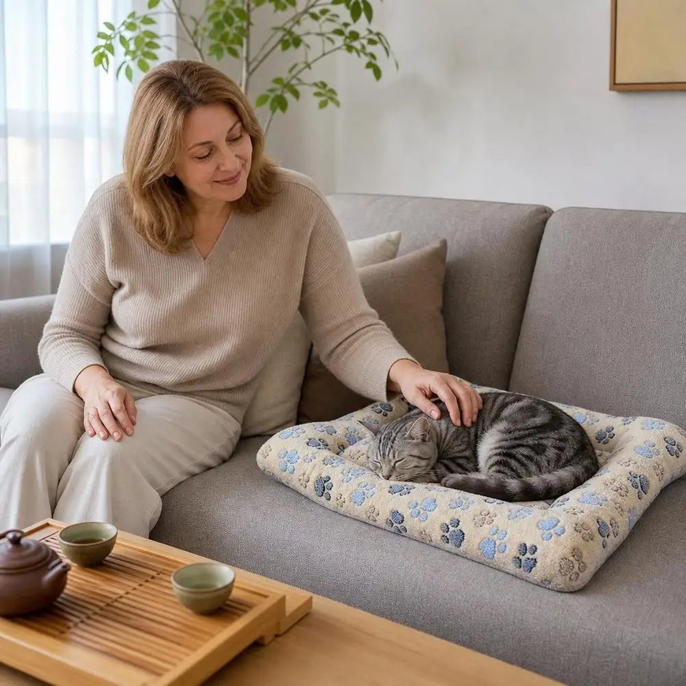 Soft Pet Mat Warm Flannel Cat Sleeping Cushion Thickened Comfortable Sofa Mat For Small Puppy Kitten Indoor Blanket Four Season