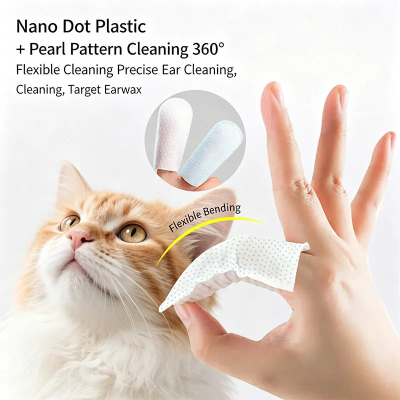Pet Teeth Cleaning Finger Wipes, Natural Plant Extract, Dog Cat Oral Care, Remove Tartar Freshen Breath, Pet Grooming Supplies