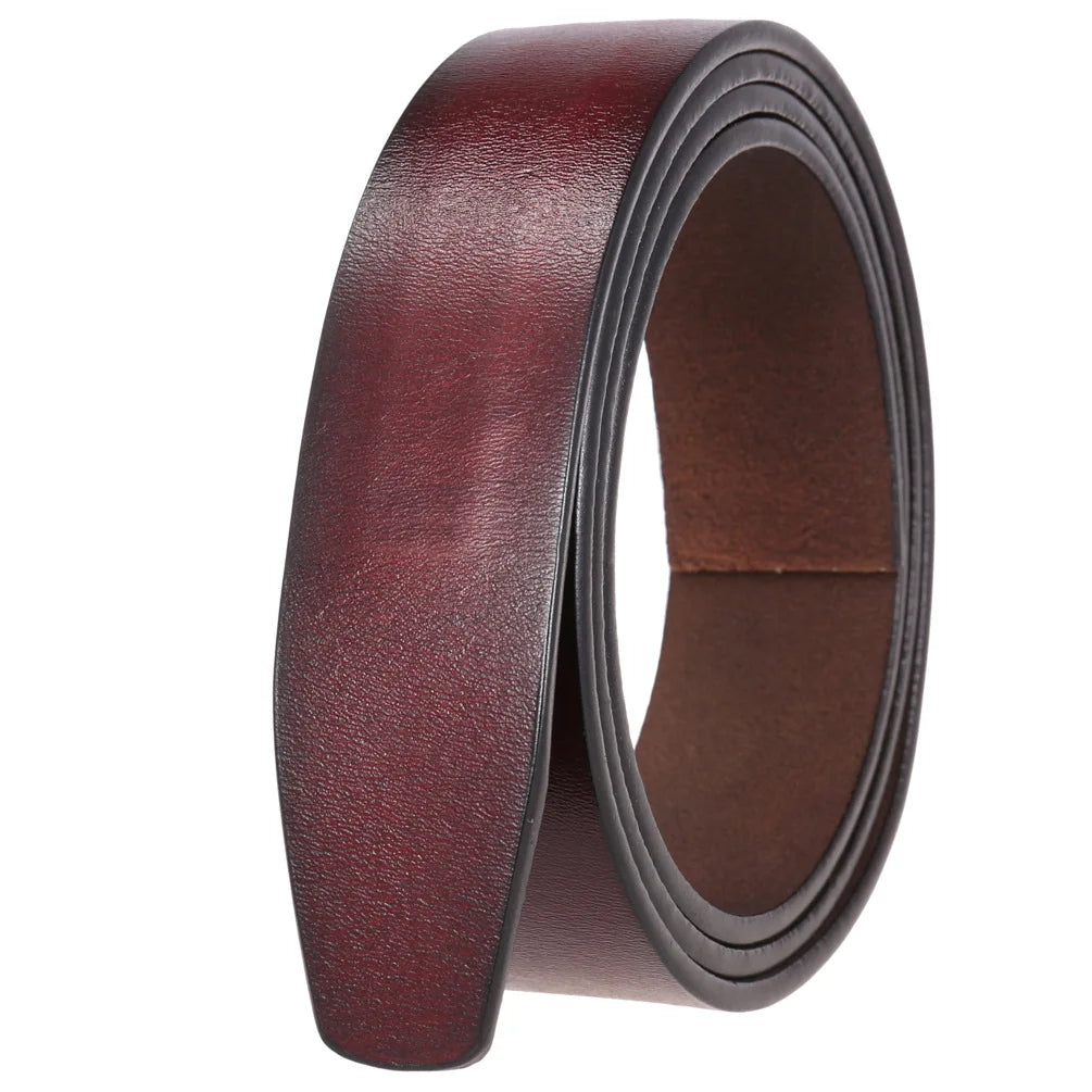 Men's Automatic Buckle Belts No Buckle Black Tan Brown Genuine Leather Belt For Men Luxury 3.5cm Width Holeless Male Strap