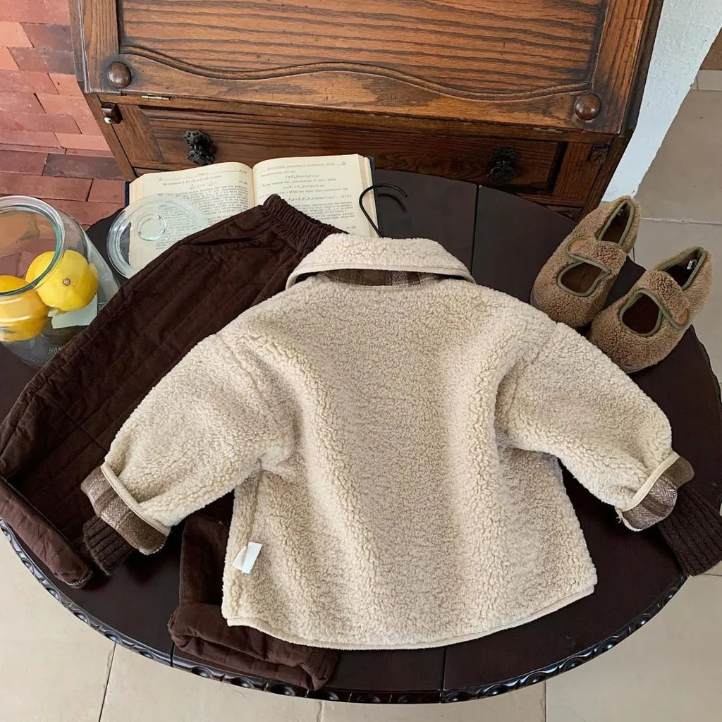Baby Boys one-piece velvet jacket autumn and winter new style children's and girls' lapel coat