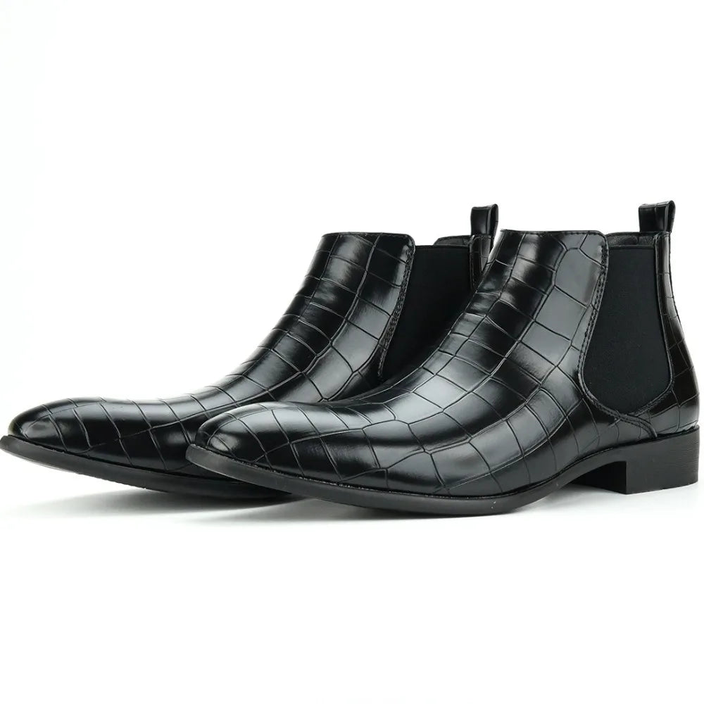 Men's Short Boots Winter Men's High-top Chelsea Boot New Small Square Head Fashion Men's Shoes Versatile Ankle Boots