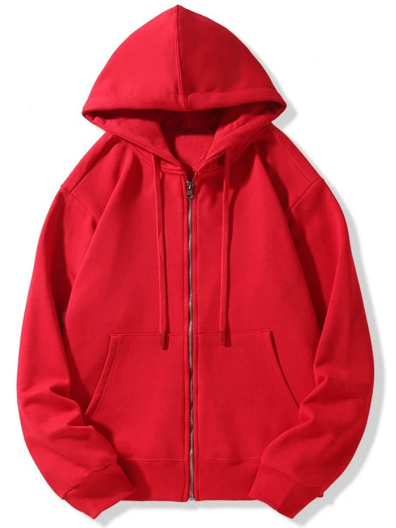 Autumn Fashion Solid Zipper Hoodie Women Warm Fleece Hooded Sweatshirt Casual Street Pocket Sportswear Oversized Female Clothing