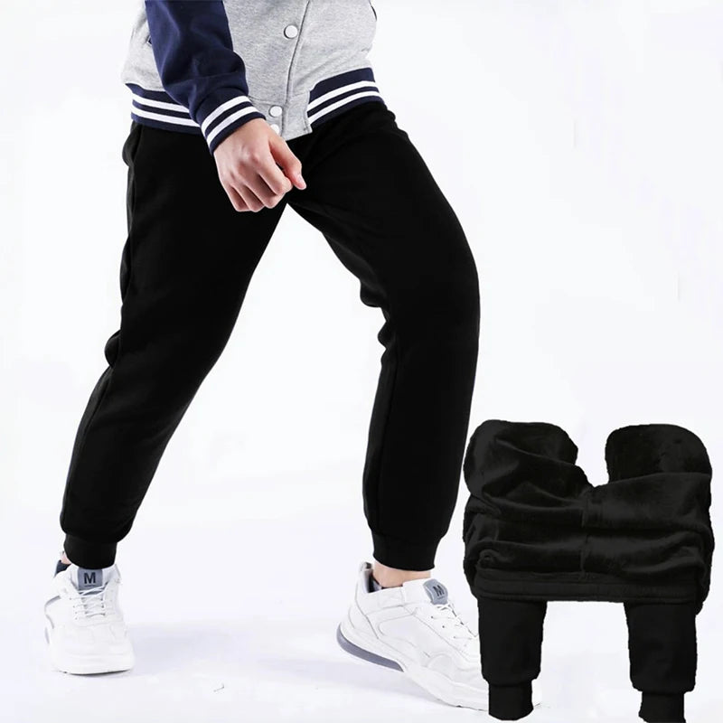 1pcs Autumn Winter Kids Thermal Pant Girls Boys Sports Pants Teenagers Fleece-Lined Casual Trousers Childrens Fleece Pantsskirts