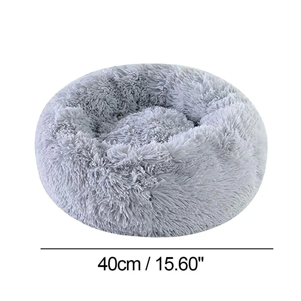 Soft Pet Cat Bed Pad Plush Warm Faux Fur Dog Calm Bed Donut Round Bed Comfortable Sleeping Washable for Small Medium Dog and Cat