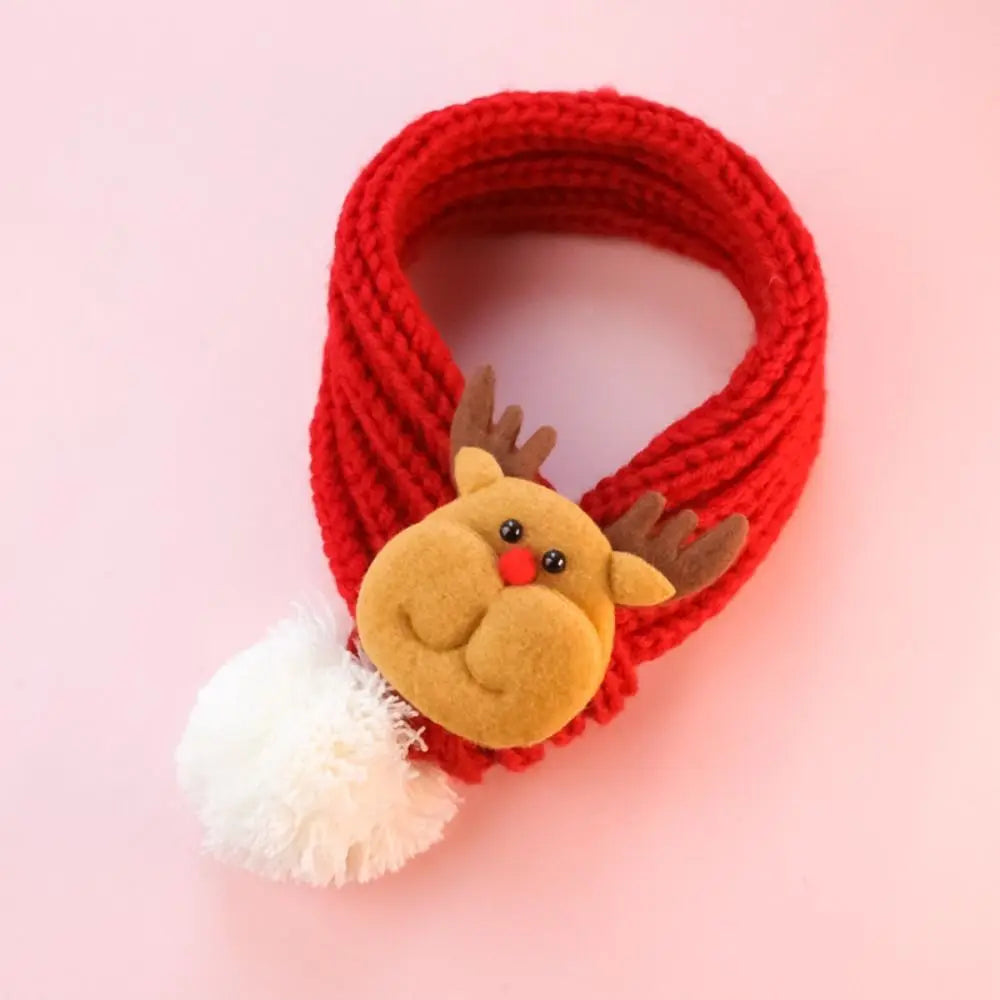 Pet Grooming Accessories Elk Puppy Kitten Christmas Scarf Snowman Cartoon Pet Warm Knitted Scarf Thicker Fleece Cat Scarf Autumn