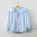 Summer Childrens Sunscreen Clothing Ice Silk Thin Hooded Cool Kids Boys Jacket Outdoor Camping Girls Breathable Zipper Coat