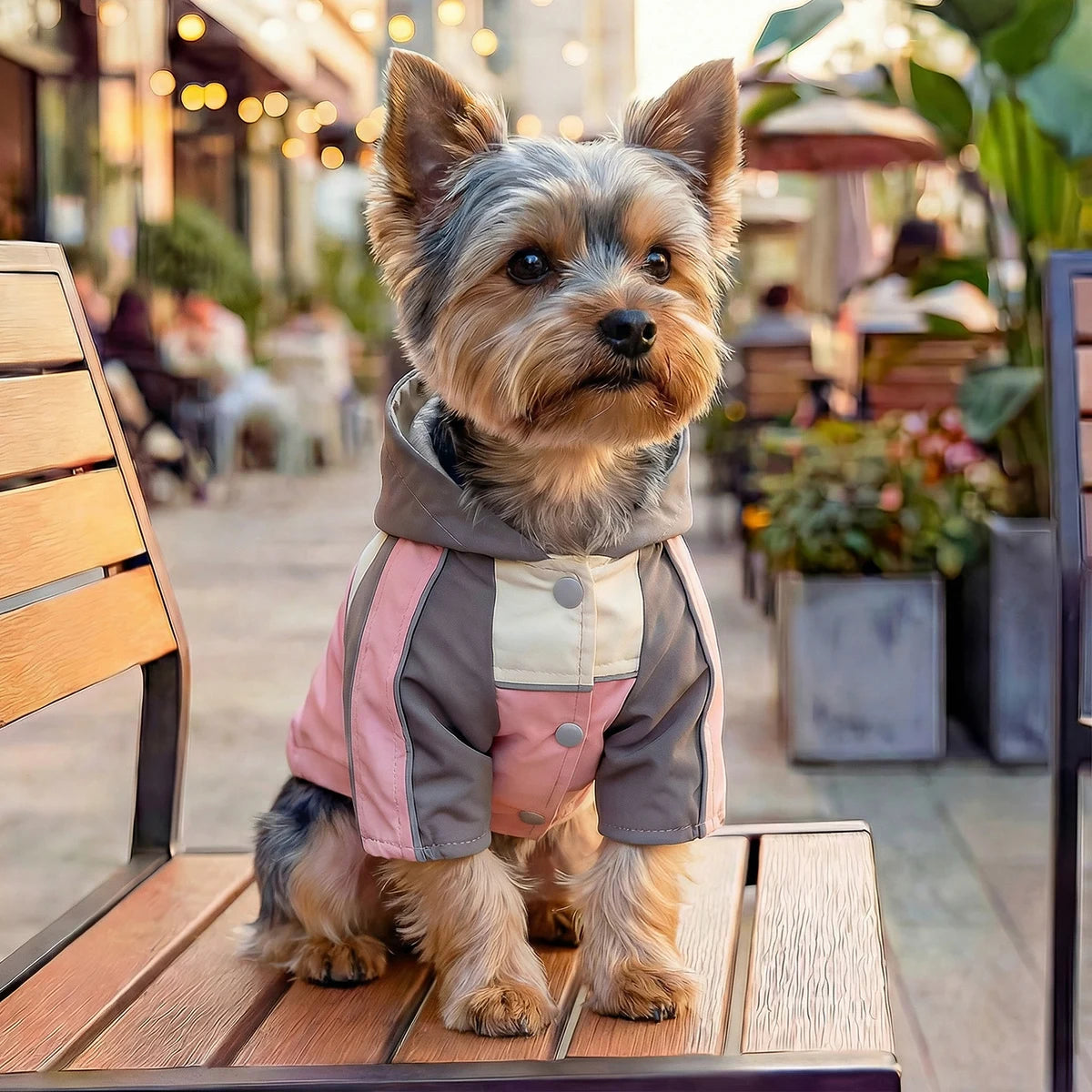 Pet Cat and Dog Clothes, Cool Jacket Pink Grey Spring Hooded Jacket, Handsome Going Out, Suitable for Small