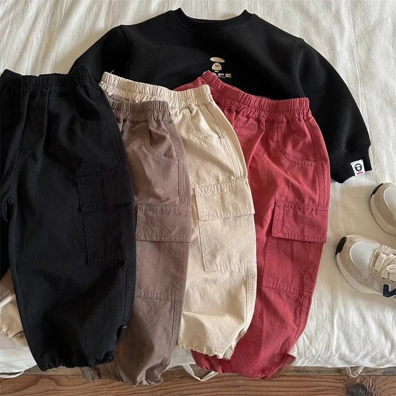 Kids Pants Girdle Overalls Baby Wide Leg Pants Girls Pants Teenage Girls Clothing Cargo Winter Clothes for Boys