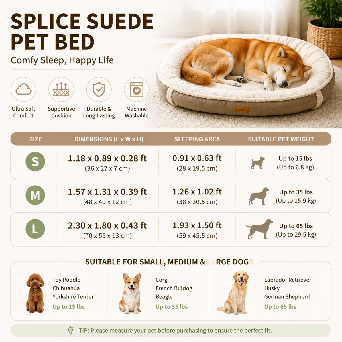 Pet Bed Mat for Dogs Cats Washable Soft Sofa Cushion Pad Non-Slip Universal Kennel Blanket for Small Medium Large Pets Supplies