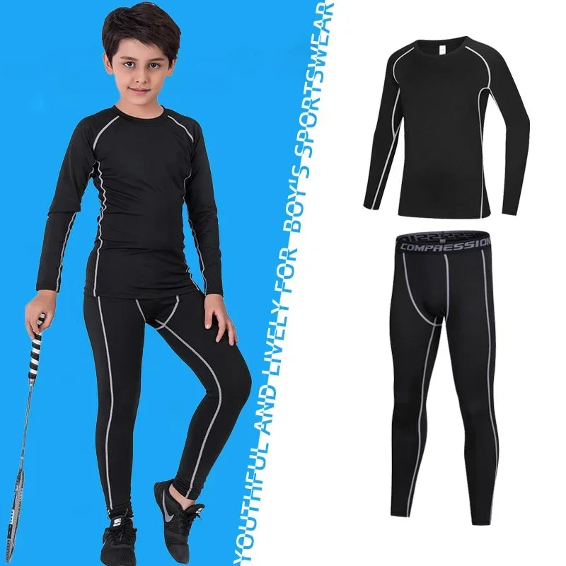 Kids Compression Running Basketball Sportswear Warm Pants Tops Underwear Youth Tight Sports Clothes for Boys Fitness Tracksuits