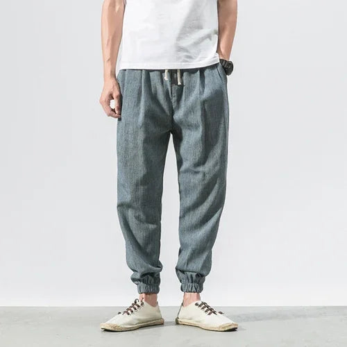 Japanese-Style Retro Streetwear 2020 Summer Men Cotton Linen Sweatpants Trousers Men Casual Harem Pants Breathable Men Joggers