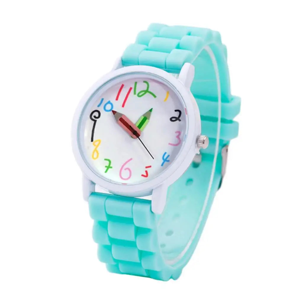 Children's Electronic Watch Cartoon Children Kids Round Dial Silicone Strap Analog Quartz Wrist Watch Gift