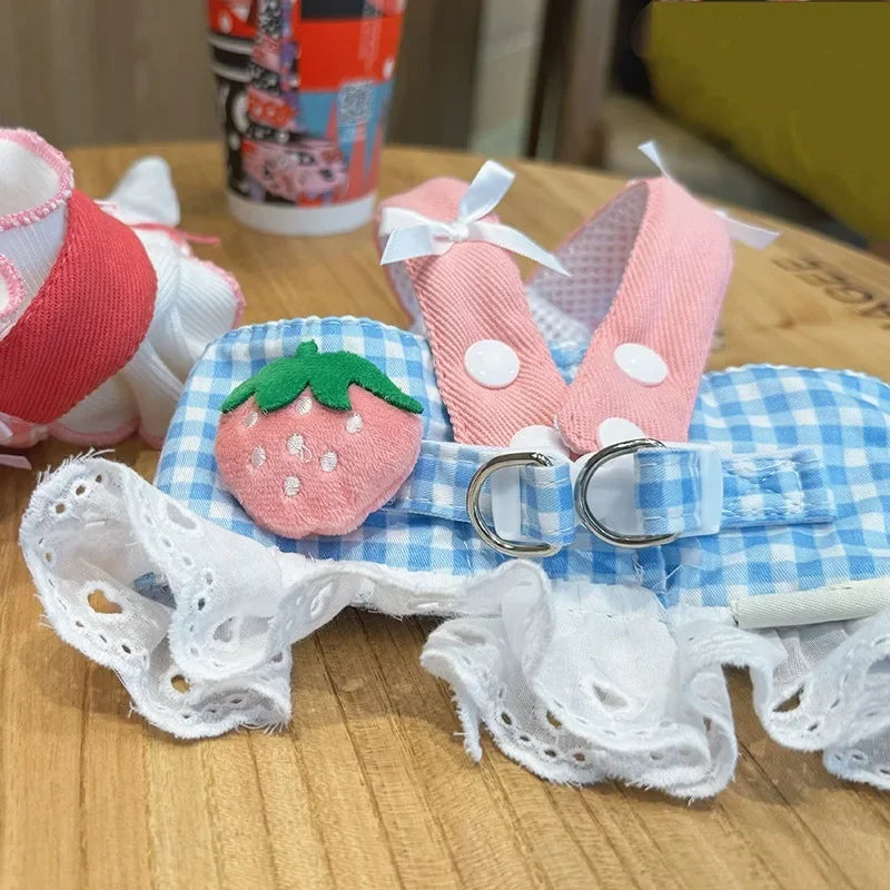 Pet Collars Dog Strawberry Lace Harness Leash Set Vest Lace Chest Strap Puppy Walking Lead Rope for Small Medium Dogs Supplies