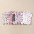 10 Pairs Adorable Kid's Socks - Comfortable Socks Suitable for Boys and Girls, Featuring Stripes and Heart-Shaped Patterns