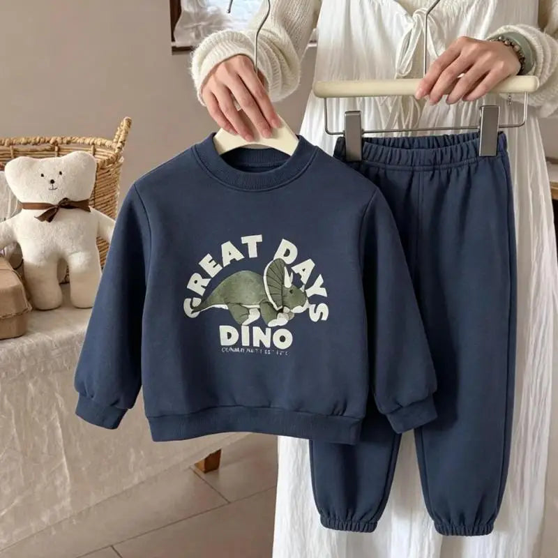 Kids Long-sleeved Suits Fashion Casual Sports Wear Crewneck Sweatshirt+Pants Two Piece Set Outer Wear Toddler  Cartoon Clothes