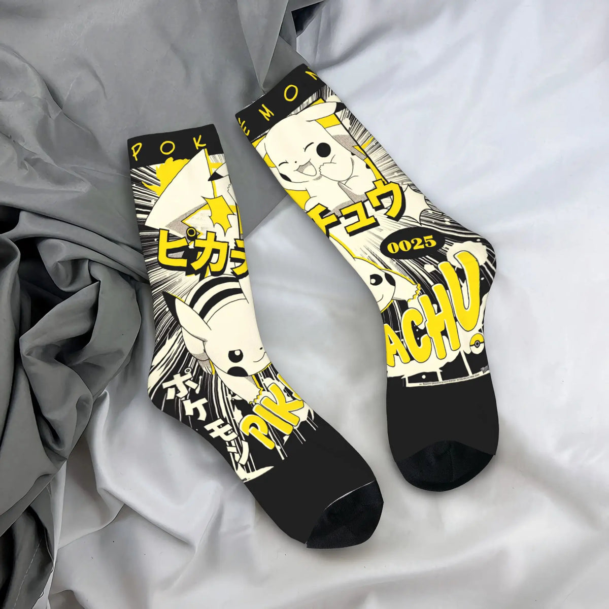 Men's Socks Pokemon Characters  Stockings Non-Slip Comfortable Socks Autumn Modern Design Outdoor Sports Socks
