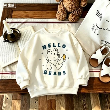Autumn New Children Sweatshirts Girls Cute Cartoon Print Pullover Cotton Baby Long Sleeve Tops Kids Boys Casual Sweatshirt
