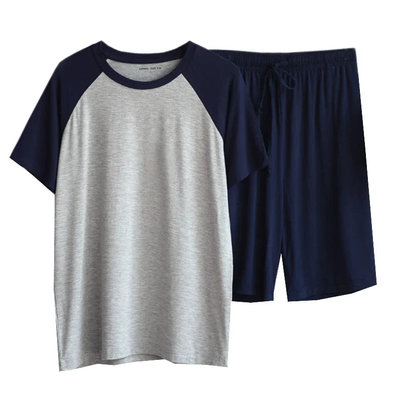 Modal Summer Pajamas For Men Thin Section Loose Short Sleeve Shorts Can Be Worn Outside Sports Home Service Suit Men Sleepwear