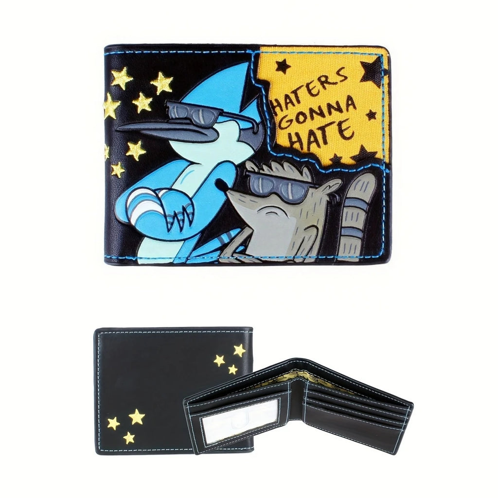 Cartoon Leather Wallet for Men |   Boy's Wallet |   "Those Who Hate Will Hate" Embroidery |   Ideal Choice for Holiday Gifts